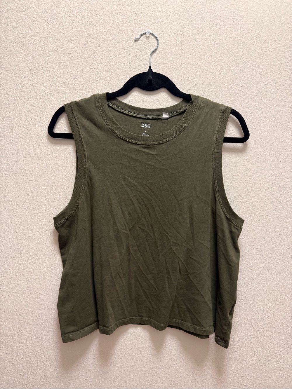 DSG Olive Sleeveless Crop Muscle Tank